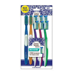 Multi-Action Toothbrush with Tongue Cleaner – 8 Pack