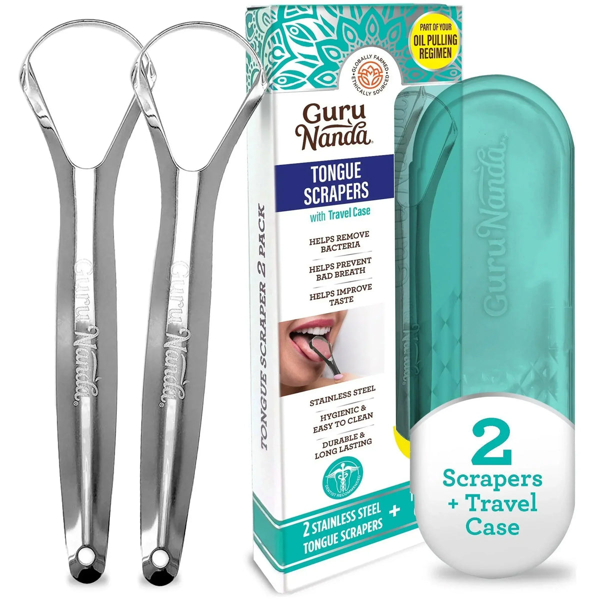 Spoon Shaped Stainless Steel Tongue Scraper – 2 Pack