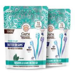 Ready-to-Go Butter on Gums Pre-Pasted Toothbrushes – 70 Count – 2 Pack