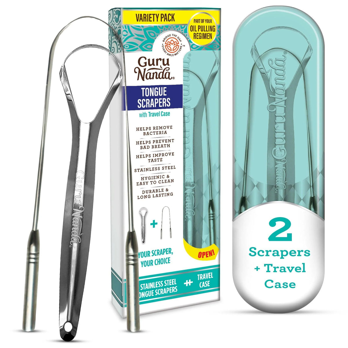 Tongue Scraper Variety Pack with Travel Case